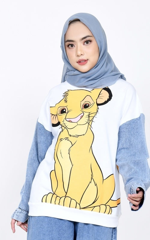 Simba Denim Sleeve Sweater – Snow Blue Edition
