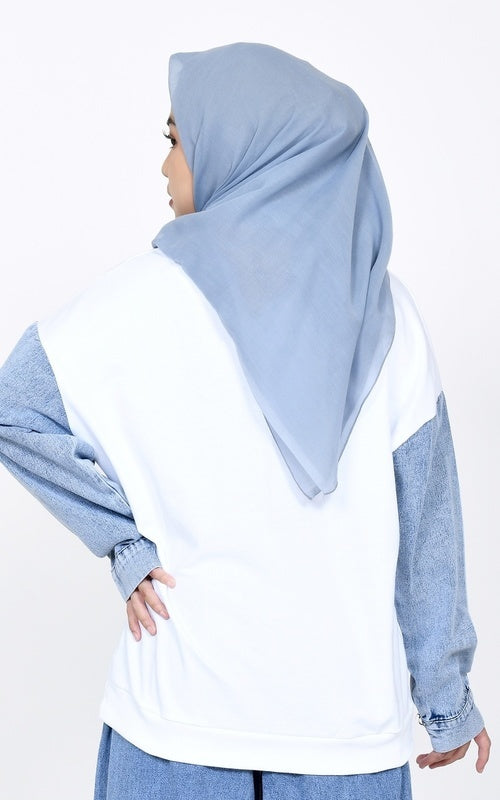 Simba Denim Sleeve Sweater – Snow Blue Edition